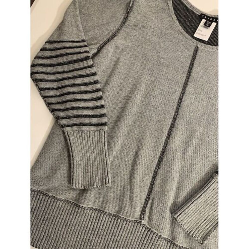 Tribal‎ Grey Black Striped Women's Sweater XL Long Sleeved Rough Hem Thick Heavy - Picture 5 of 10